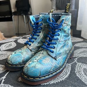 Dr. Martens Blue Snakeskin Boots